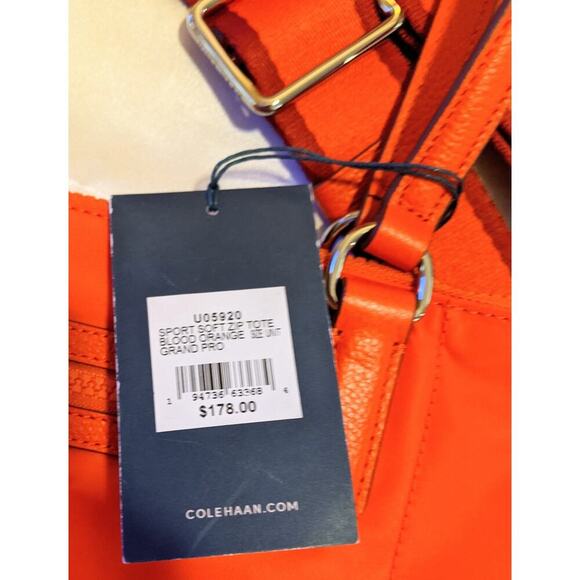 NWT Cole Haan Sport Soft Zip Tote Grand Pro Blood Orange U05920 MSRP $178 - Picture 10 of 10